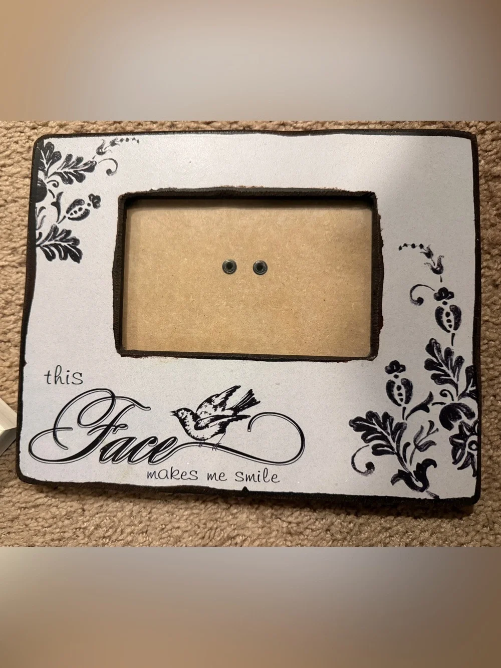 Adorable Picture frame in White and Brown “This face makes me smile” 😊